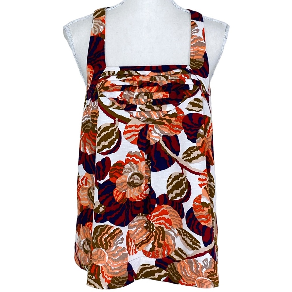 Maeve Anthropologie Tropical Print Sleeveless Top 4 Square Neck Lightweight
